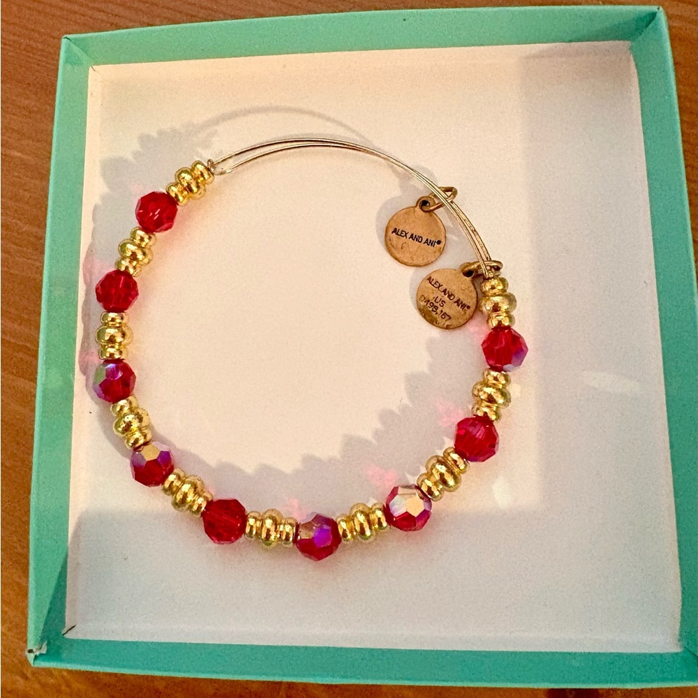 EUC Alex & Ani Gold and Red Beaded Bracelet. Swarovski crystals - Picture 4 of 4